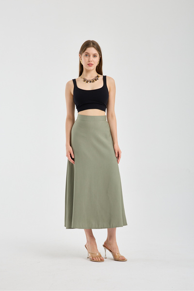 winmoda Flowy Flared Long Skirt – Side Zipper, Hijab Compatible 94/96 cm