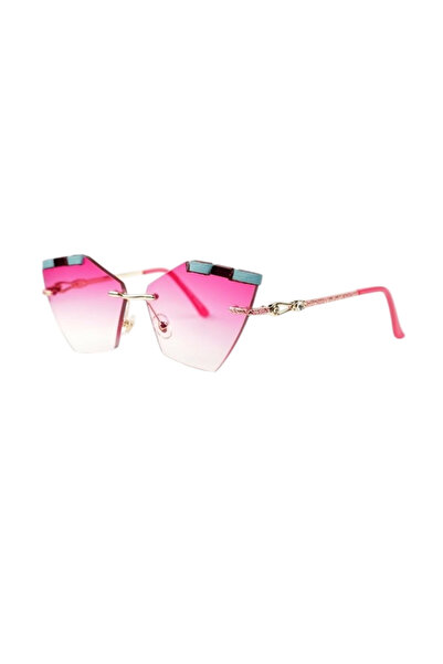 Frameless Handmade Custom Cut Sleeve Embroidered Sunglasses With Bizote Glass Model 7012 Pink