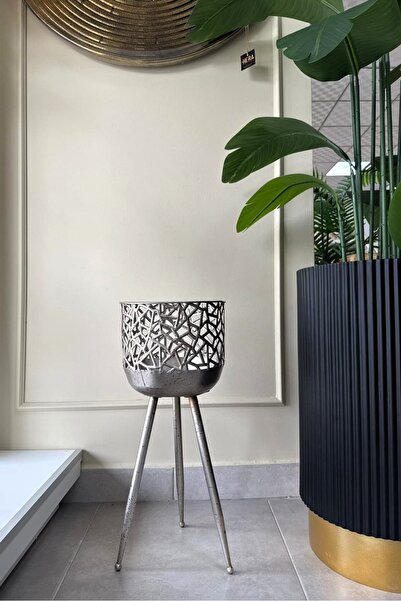 HERA DEKOR İTHAL METAL YER VAZOSU GÜMÜŞ