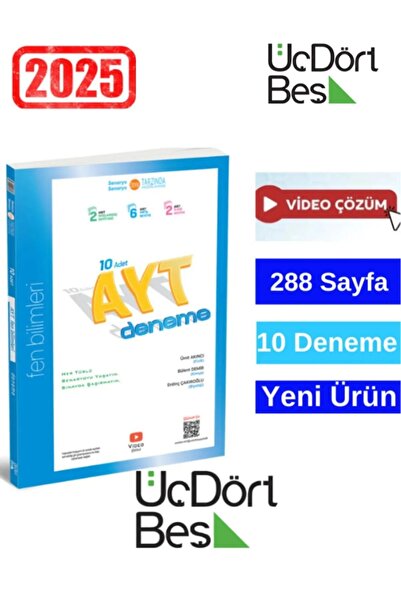 Üç Dört Beş Yayıncılık 2025 Ayt 10’lu Fen Bilimleri Deneme 345 Üçdörtbeş 2025