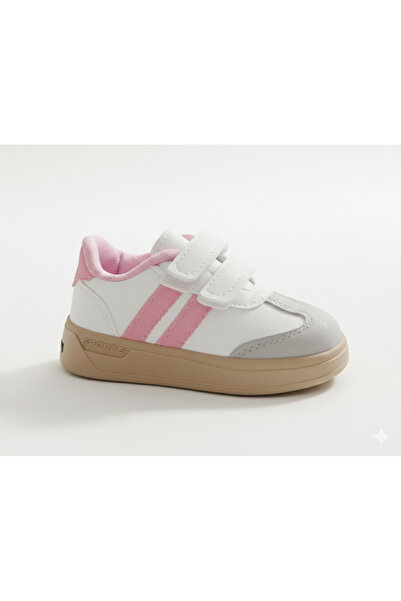 Snekaers حذاء رياضي مضاء للأولاد/البنات باللونين الوردي والأبيض للأطفال مع شر...