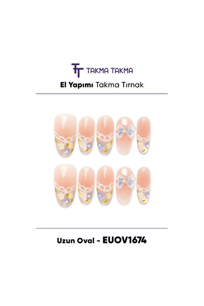Takma Takma EUOV1674 Uzun Oval 10'lu Tekrar Kullanılabilir El Yapımı Protez T...
