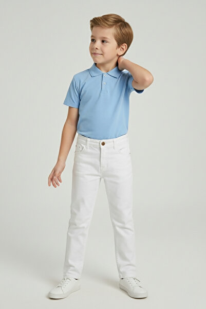 nacar çarşı Erkek Çocuk Bebe Mavisi Polo Yaka Tişört ve Beyaz Pantolon Takım ...