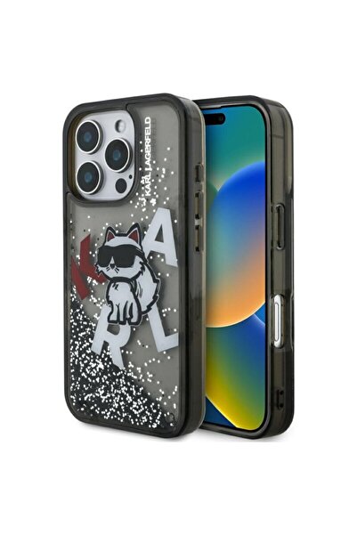 Karl Lagerfeld iPhone 16 Pro Max Liquid Glitter Choupette Logo MagSafe