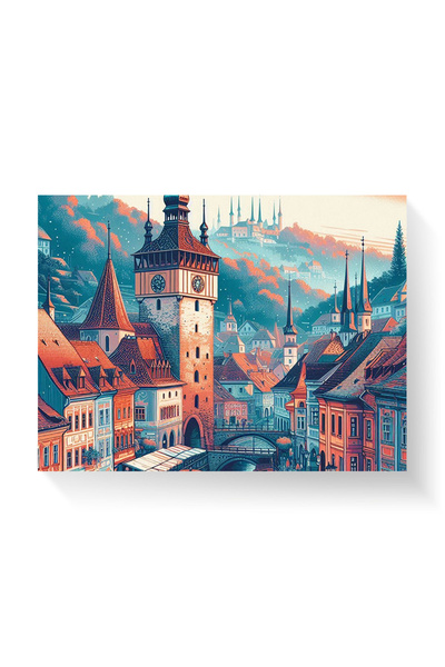 Printees Painting - Illustration Clock Tower - Canvas on frame