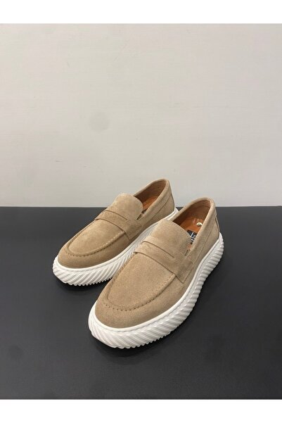 LUCIANO BELLINI Erkek Hakiki Deri Süet Kalın Taban Loafer Ayakkabı