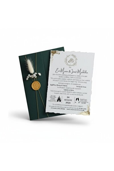 Fabricacucadouri.ro Pack of 20 Elegant Wedding Invitations with Forest Green ...