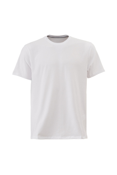 Elemge Men's Cotton Elastane Fitted Magic Fit White T-Shirt Short Sleeve Flex...
