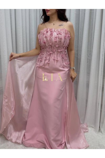 Lia Barbie floral evening dress with a train