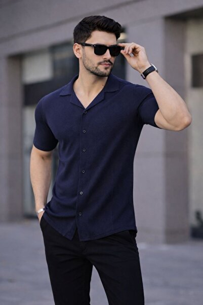 zs zaos fashion Short-Sleeved Waffle Shirt Cotton Casual Slimfit Slim-Fit Sum...