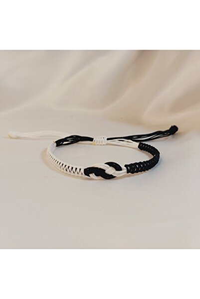 Crystal Atelier سوار إنفينيتي يينغ يانغ - سوار للجنسين باللونين الأسود والأبي...