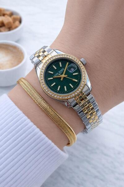 Tom Jones ساعة يد نسائية بسوار فولاذي ومقاومة للماء 3 ATM مع ضمان لمدة عامين ...