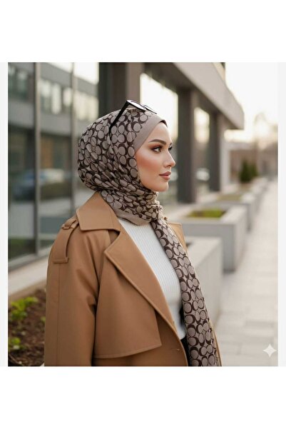 sevimiascarf C DESEN ÇİFT TARAFLI JAKAR KAŞMİR İPEK ŞAL - KAHVERENGİ
