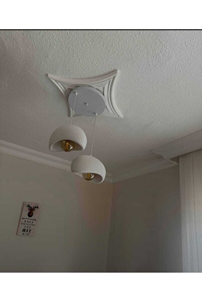 nuksoc Beton Görünüm 2 Li Sarkıt Avize Bohem Modern Rustik (E27 Ampul Hediyed...