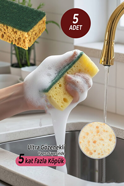 Ezupack 5 Fiber Dishwashing Sponges – Special Textured, Durable, Wide-Pore Ki...
