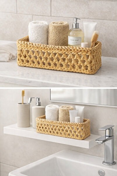 EM&MA DESİNG HASIR SEPET 25x12x8 ÇOK AMAÇLI MUTFAK BANYO BAHÇE SALON DEPOLAMA...