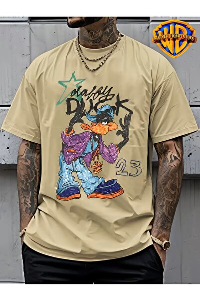oneagılyazı Daffy Duck Themed Short Sleeve T-Shirt - Cartoon Character Street...