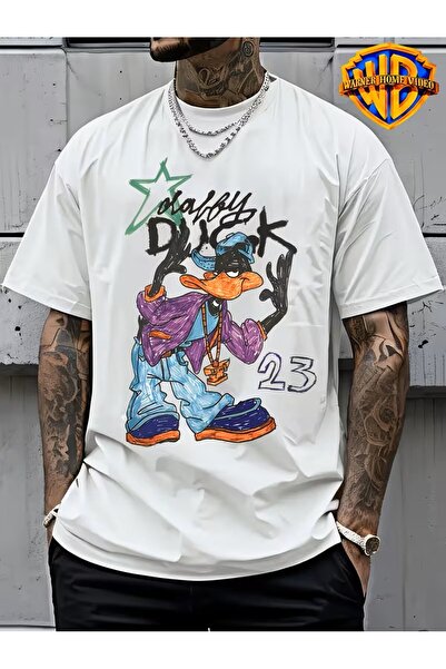 oneagılyazı Daffy Duck Themed Short Sleeve T-Shirt - Cartoon Character Street...