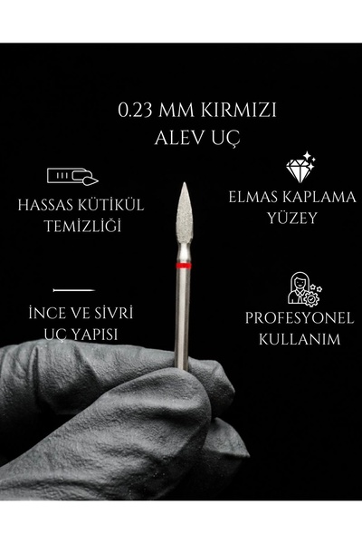 Rulia Professional RULIA 0.23 mm Kırmızı Alev Elmas Freze Ucu | Hassas Kütikü...