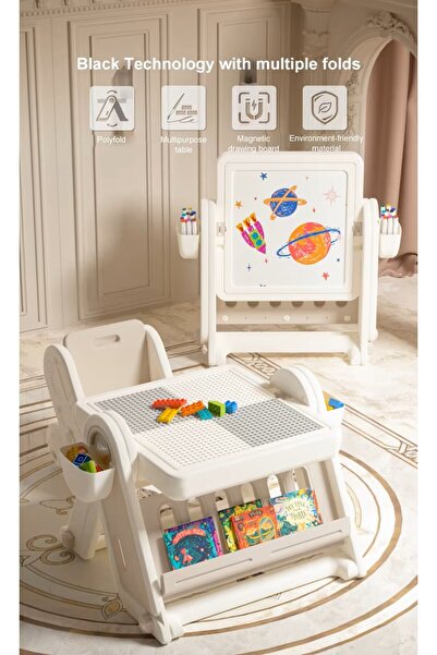 OEM Children's Table Set with 3-in-1 Blackboard Desk, Drawing Board & Surface...
