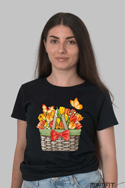 GILDAN Tricou Cu Flori De Primavara Cos Cu Lalele Colorate Dama