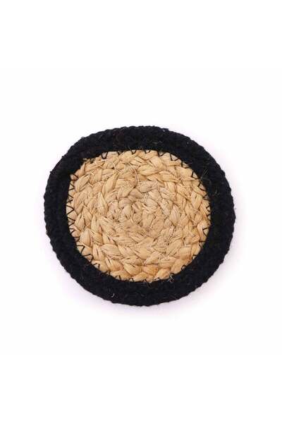 OEM Jute and Cotton Napkin for Glasses with Black Border, India, 10 cm, 4 pcs