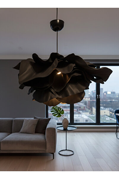 EVALUX Modern Eva Çiçek Form Siyah Sarkıt Avize