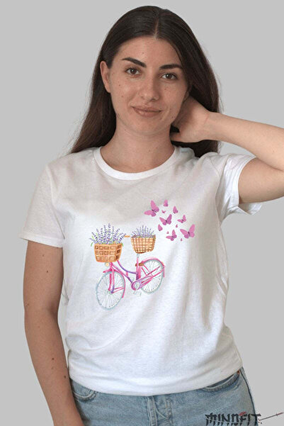 GILDAN Tricou Cu Flori De Primavara Bicicleta Cu Lavanda Dama