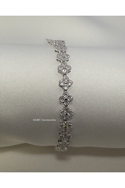 Samu Accessories Tam Tur Çiçek Taşlı Klipsli Çelik Bileklik - Silver Diamond ...