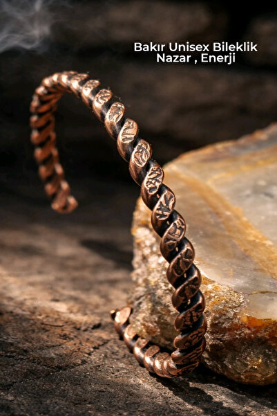 NBS Beautiful Naturel Stones Copper Pure Forged Twist Bracelet Very High Qual...