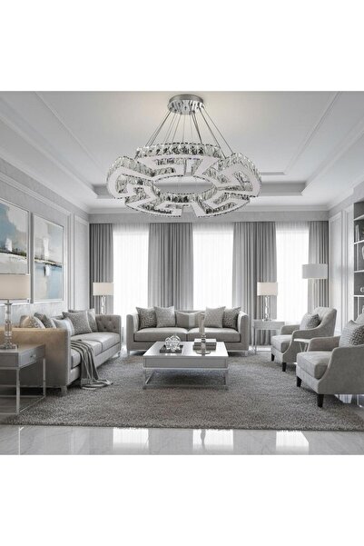 Elizim Home Lighting Mühür kristal taşlı ledli krom avize