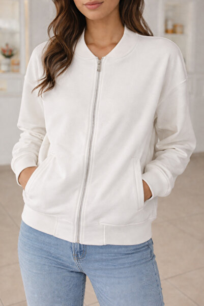 Store Fermuarlı basic Bomber sweatshirt