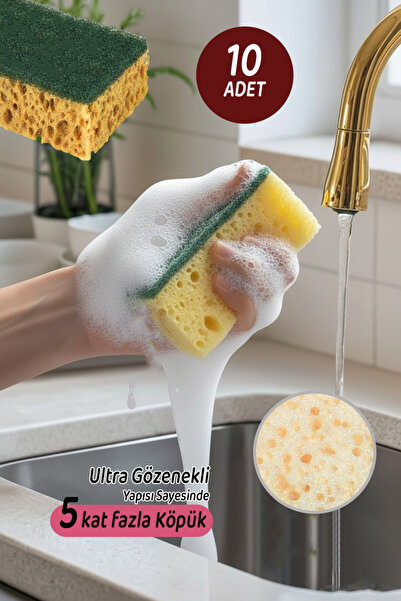 Ezupack 10 Pieces of Fiber Dishwashing Sponges – Special Textured, Durable, W...