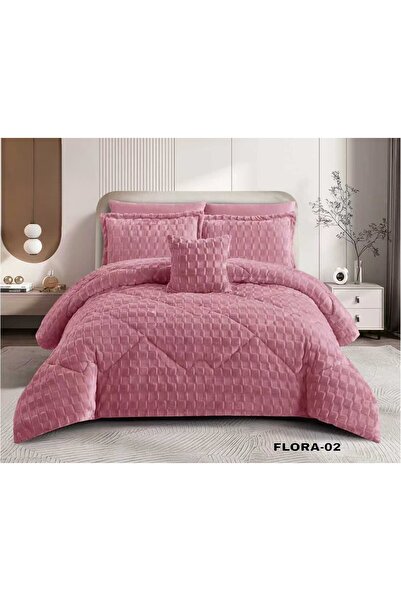 Red Rose Double winter duvet cover set in velvet and faux fur with a royal de...