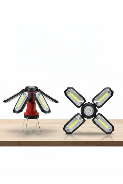 TeknoEser Şarjlı Katlanabilir Çok Kollu COB LED Kamp Lambası | 360° Güçlü Ayd...