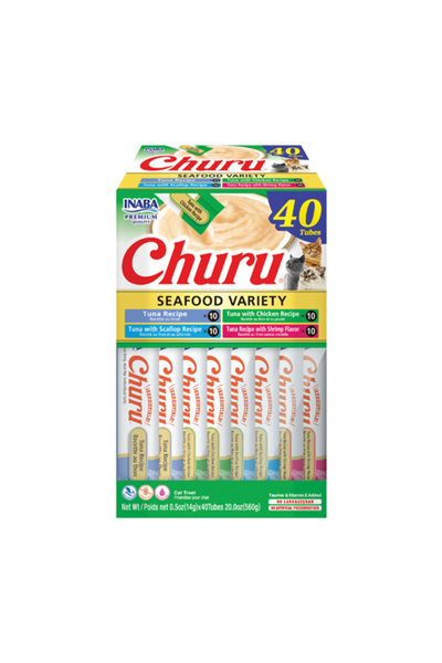 Inaba Churu Cat Varieties Recompense Cremoase cu Ton si Fructe de Mare 40 buc