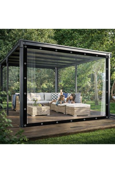PERBRANDA Şeffaf Kış Bahçesi Brandası | Güçlendirilmiş Kenar 2 MT X 3 MT 0.80mm