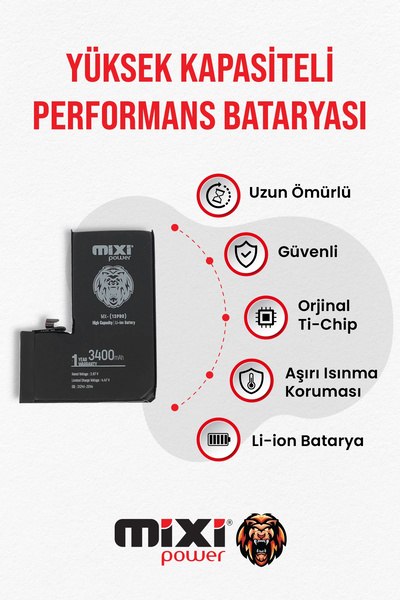 mixipower iPhone 13 Pro Uyumlu Yüksek Kapasiteli Batarya, Pil Sağlığı Yüzdesi...
