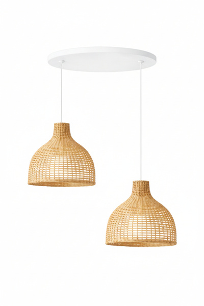 Joujou SHINE DUO 2'Lİ SARKIT AVİZE SETİ 40 × 35 Cm | El Yapımı Rustik Rattan ...