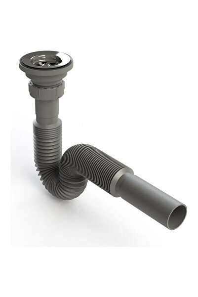 AyrStore Metal Ağızlı Körüklü Lavabo Mutfak Sifonu Lavabo Gider Borusu 1. Kal...