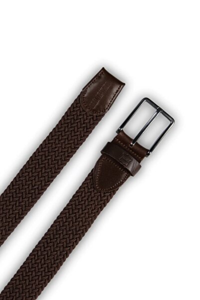 SANATE COLLECTION HAKİKİ DERİ HASIR ÖRGÜ KEMER 3,5cm KOYU KAHVE