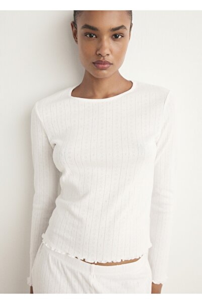 MANGO Woman Perforated Cotton Two-Piece Pajamas