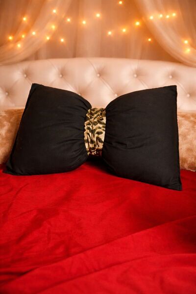 Madame Home 35X50 Decorative Pillow with Bow – Black Throw Pillow with Leopar...