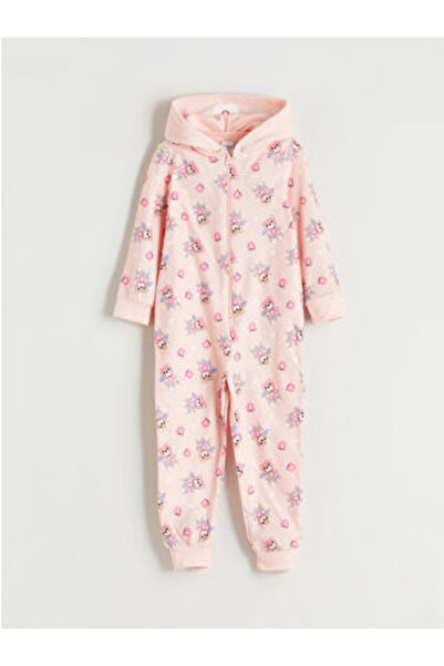 LC Waikiki كيس نوم بناتي من الصوف بنمط وردي اللون بغطاء للرأس