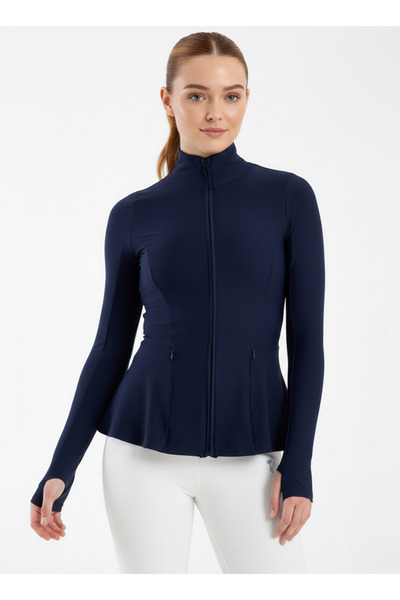 MAİMODA Women's Peplum Cut Sports Jacket with Finger Holes -Hijab Compatible/...