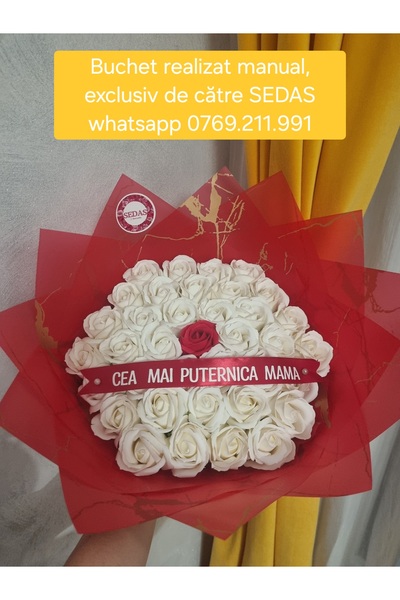 Store.sedas Bouquet of 37 white soap roses the strongest mother, handmade by ...