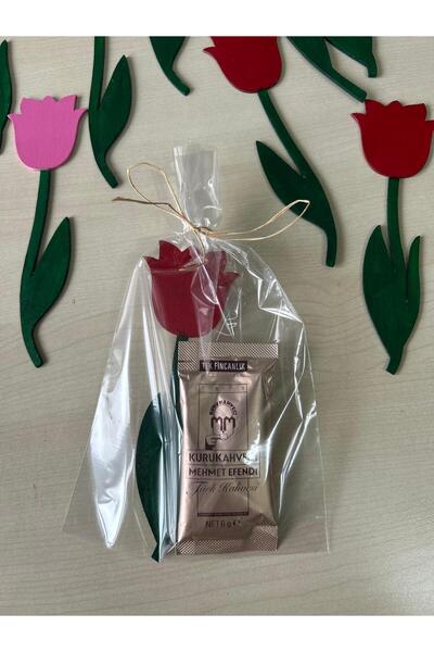 Butik Center مجموعة هدايا قهوة تركية خشبية بتصميم زهرة التوليب تتضمن علبة كتب...