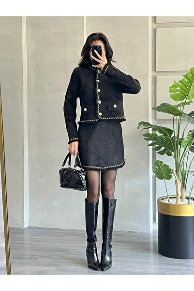 Coral Simli Pileli Etek 140420 Siyah