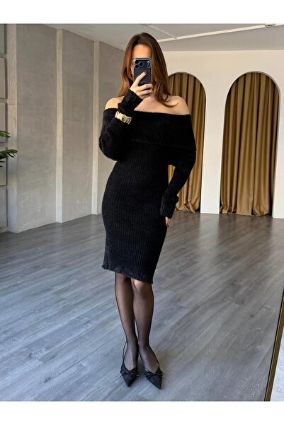 Coral Madonna Collar Soft Textured Dress 140431 Black