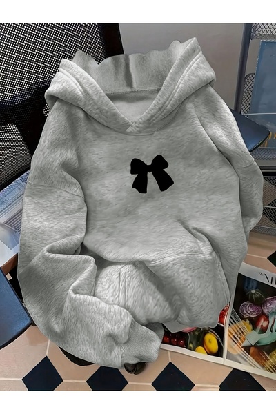 Deocept سويت شيرت للجنسين من Minimal Ribbon مطبوع بغطاء رأس ذو جيب كنغر مريح ...